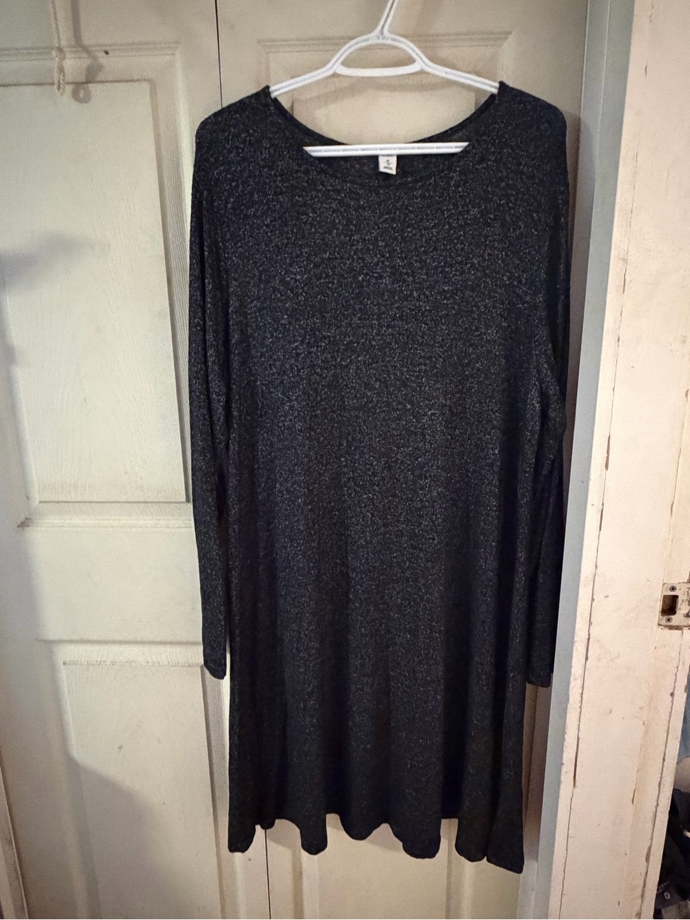 Old Navy Metallic Charcoal Long Sleeve Swing Dress